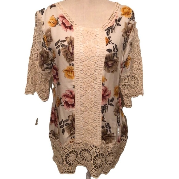 Indigo Thread tunic with lace, medium - Picture 1 of 9